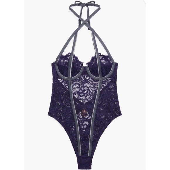 Savage X Fenty Tops - Savage X Fenty Bodysuit Women Plus 3X lingerie Navy Blue Floral Lace Sexy